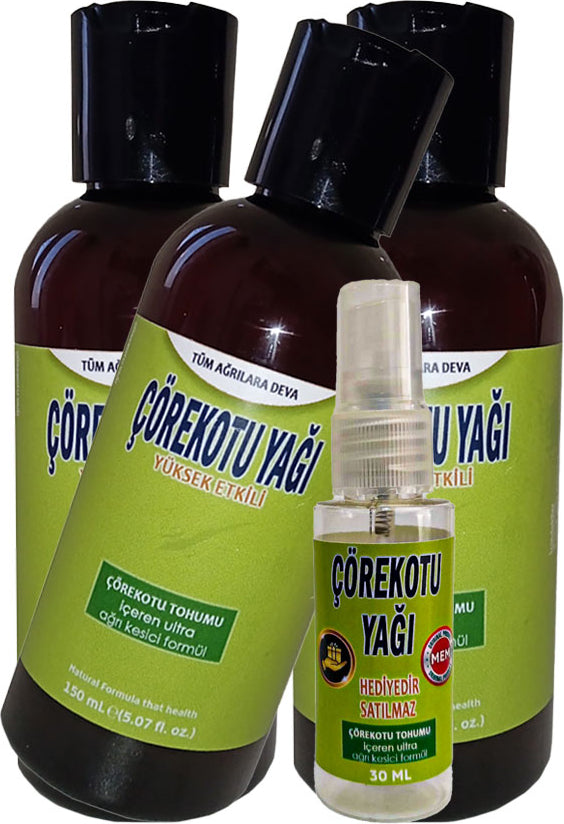 Playboy Çörek Otu Tohum Yağı 3Adet Cep/Seyahat Modeli 150 ml CRK:040 + Yanında Hediye30 ml Çörek Otu Yağı