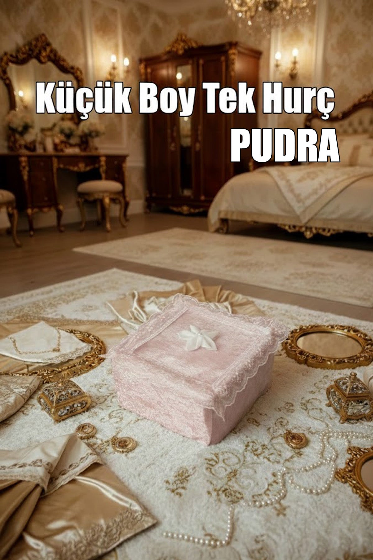 Çeyizlik Küçük Tek Hurç Çiçekli, Kadife Tek Hurç Çeyizlik Dantelli Hurç, Küçük Boy Hurç