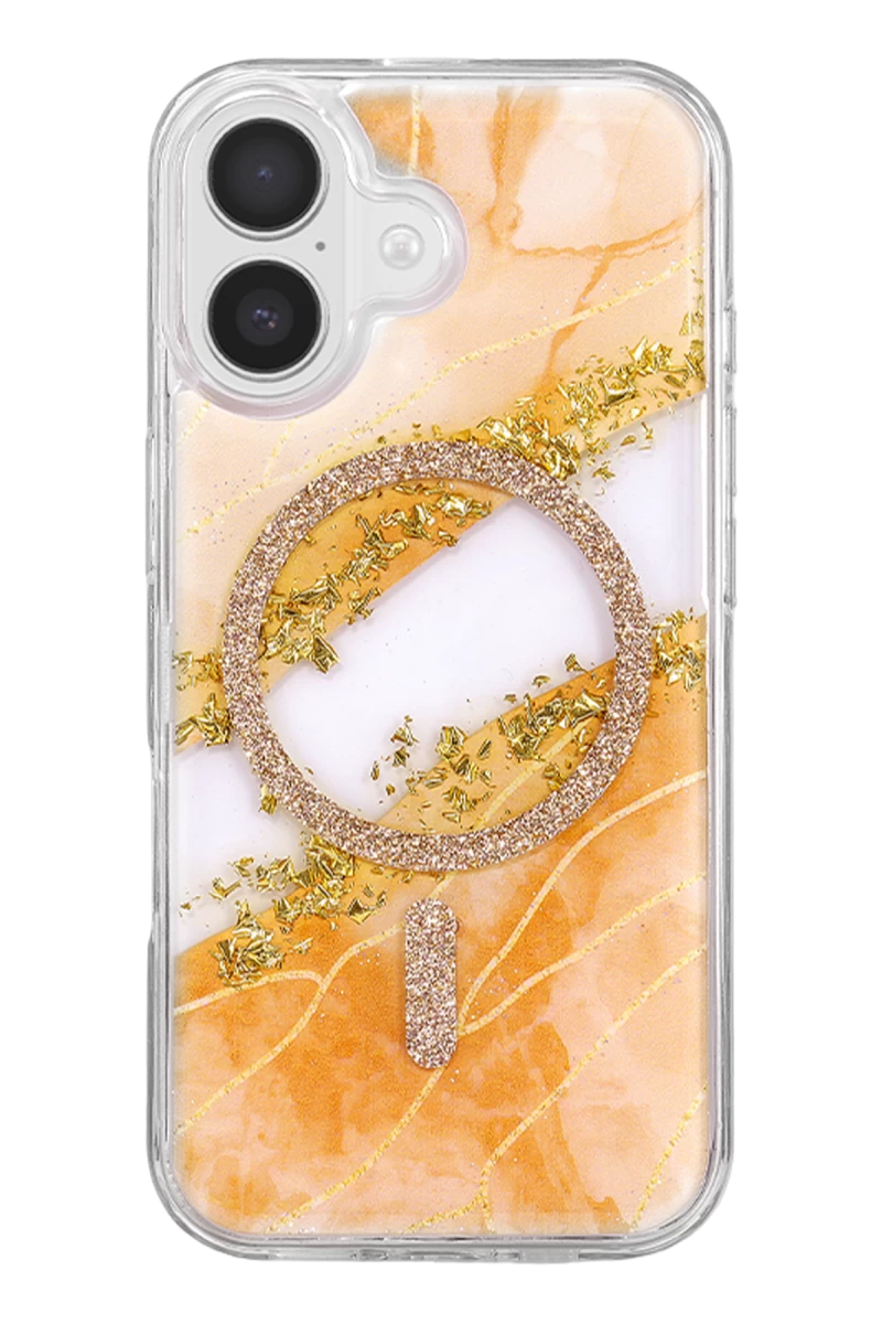 Onegif iPhone 17 Lotus Simli Magsafe Kapak - Turuncu