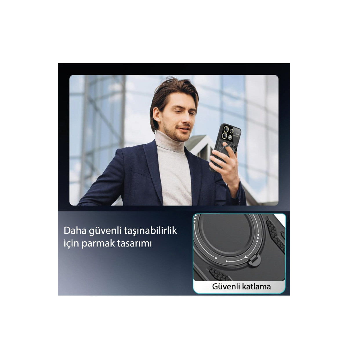 Redmi 13C Kılıf Joy Lens Standlı Kapak - Koyu Yeşil