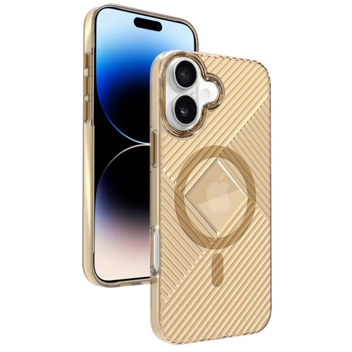 iPhone 16 Stella PC Sert Magsafe Kılıf - Gold