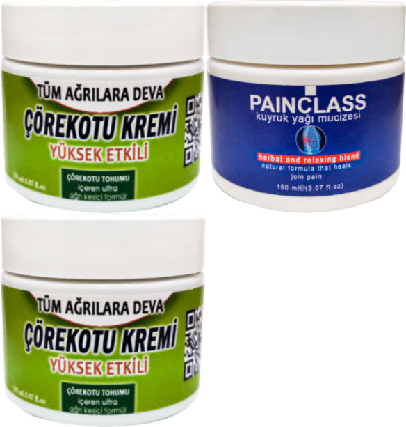 Çörekotu 2 Adet Çörek Otu Kremi Orta Boy 100 ml Krem + 2 Adet Painclass 150 ml Kuyruk Yağı Kremi