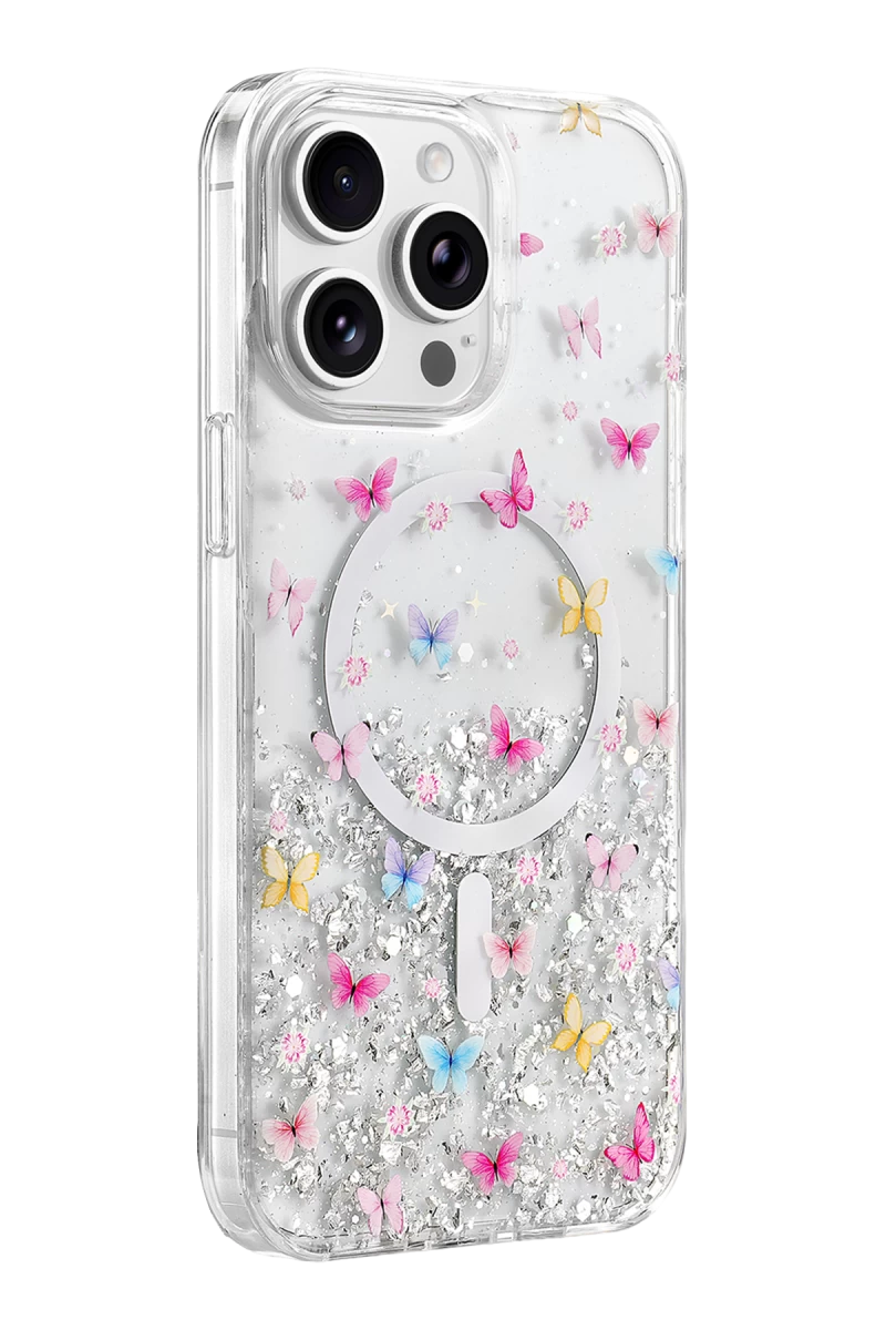 Onegif iPhone 15 Pro Max Misk Simli Magsafe Kapak - Desen 4