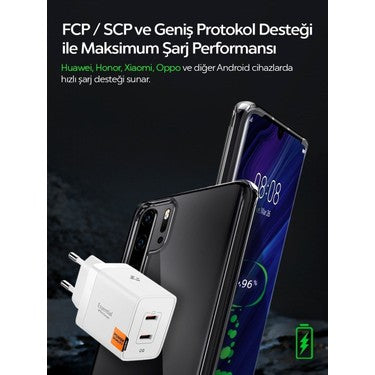 47W USB-C 2 Portlu Mini Hızlı Şarj Aleti ile Isı Düşürücü