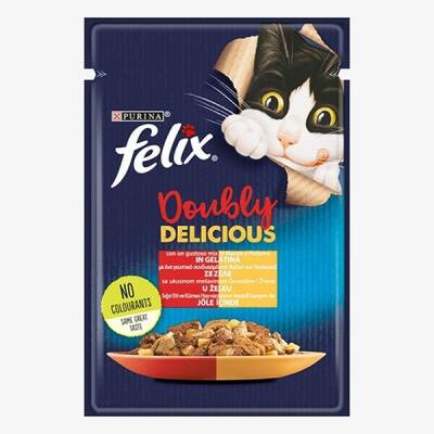 Pouch Lezzet Sığır Etli ve Tavuklu Yetişkin Kedi Konservesi 26 Adet 85 Gr