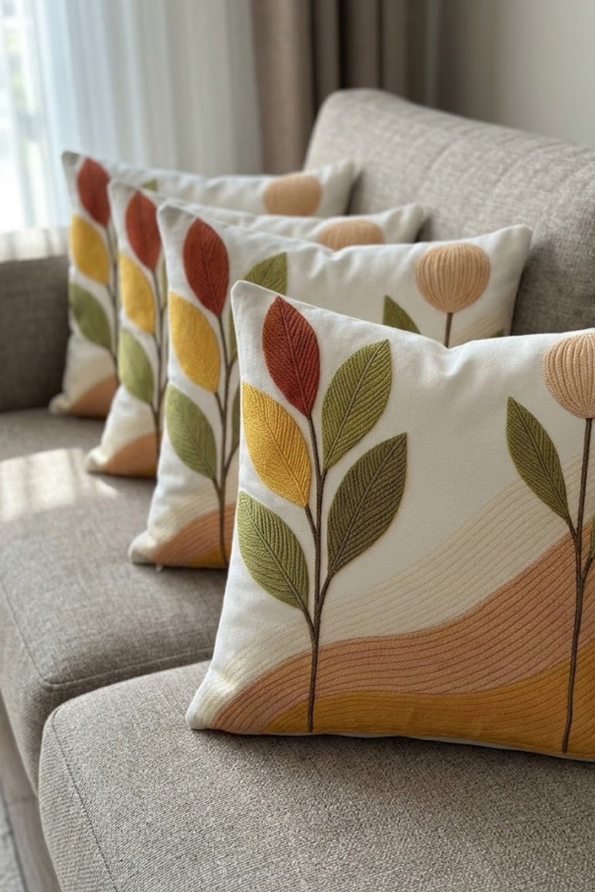 4lü Kırlent Kılıfı, Dijital Baskılı Çift Taraflı Kırlent Kılıfı 45x45cm