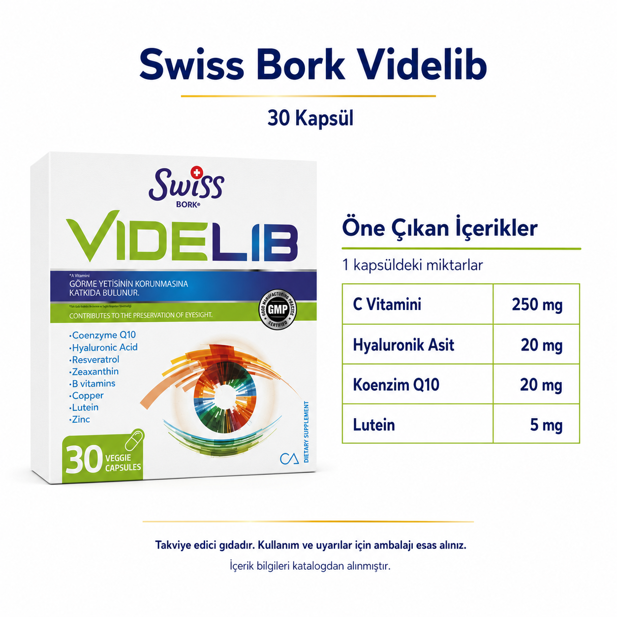 Swiss Bork Videlib Vitamin ve Bileşen Kompleksi 30 Kapsül