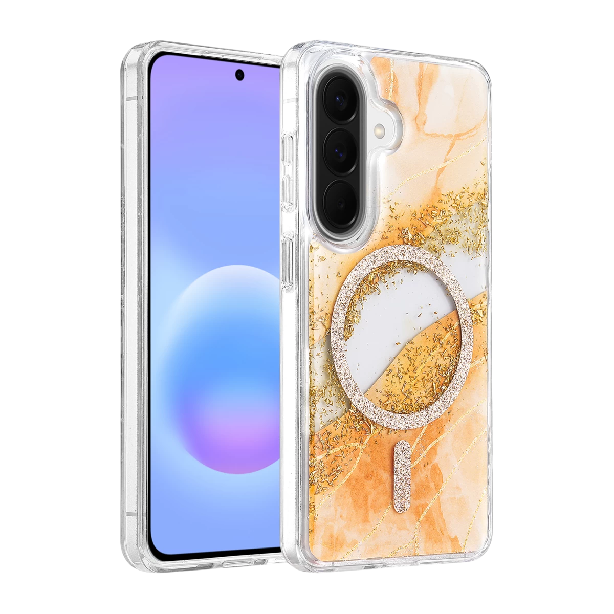 Onegif Galaxy A56 Lotus Simli Magsafe Kapak - Turuncu