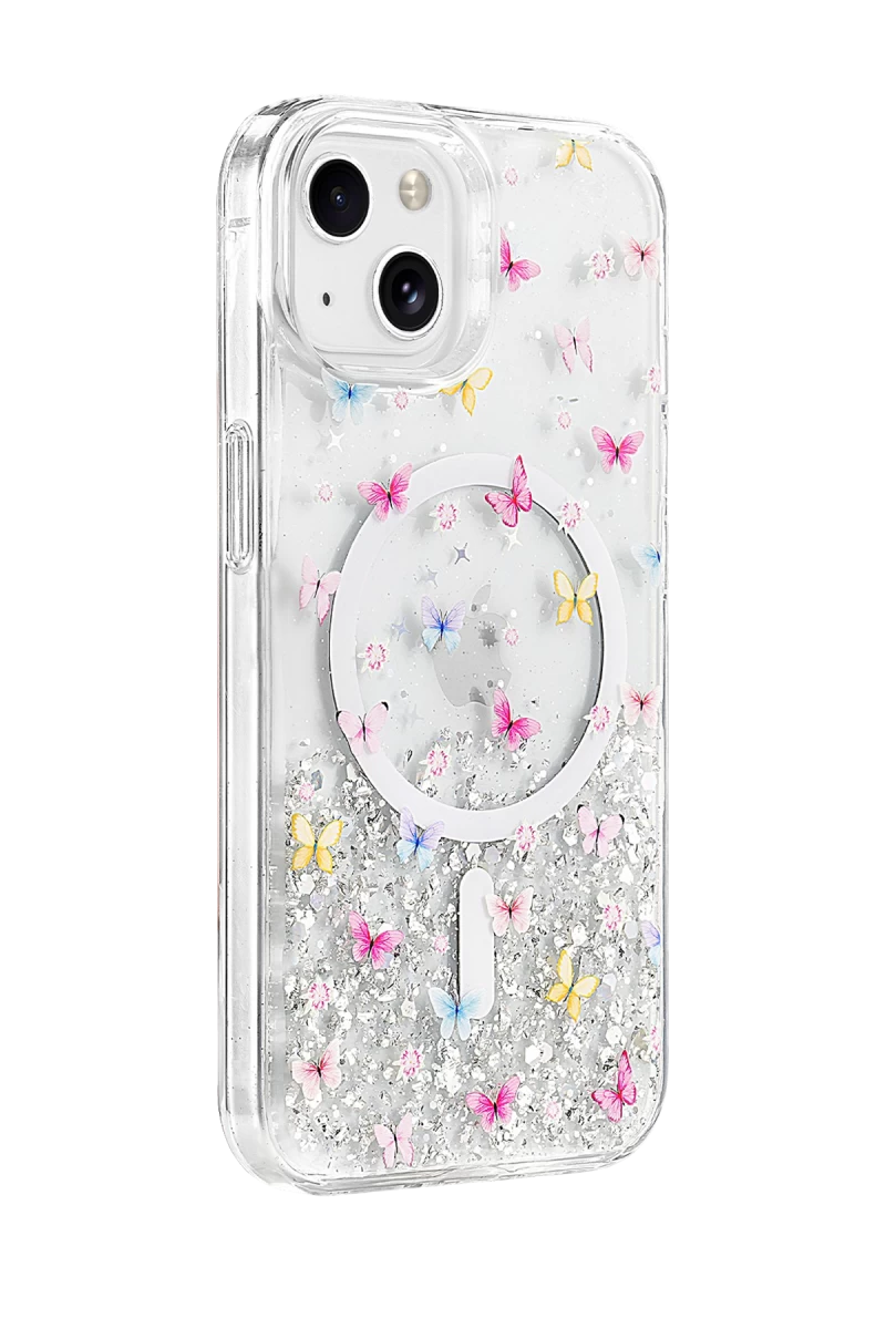 Onegif iPhone 15 Misk Simli Magsafe Kapak - Desen 4