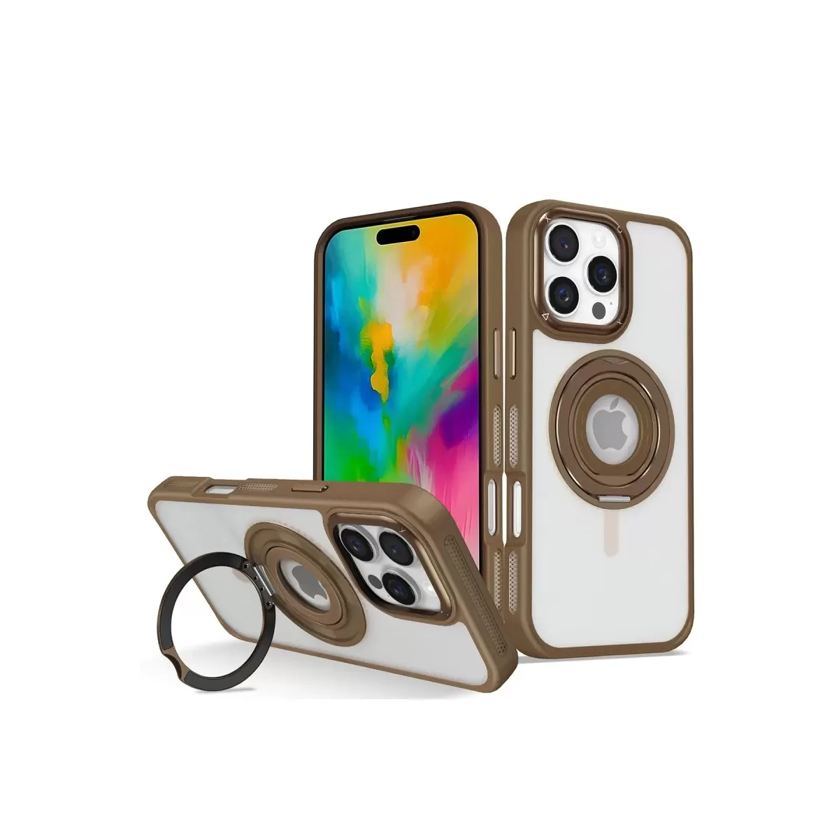 iPhone 16 Pro Max Banza Magsafe Standlı Kapak - Kahverengi