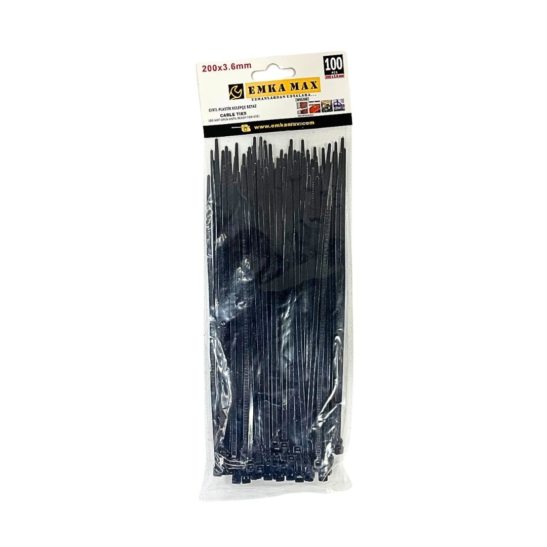 3,6x200 mm Siyah 100'li Cırt Kelepçe