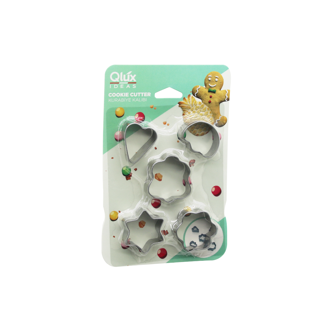 Metal Kurabiye Kalıbı 5li Set (Kalp, Yıldız, Papatya, Ağaç)