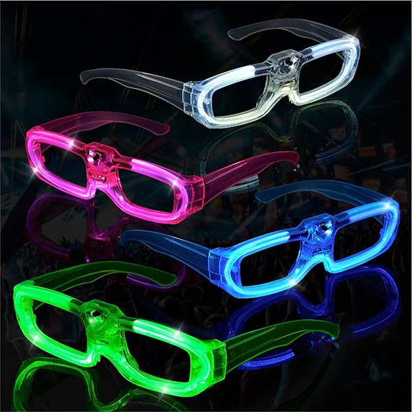 Mavi LED Işıklı Parti Gözlüğü 3 Modlu? Glow & Gece Eğlence Gözlüğü
