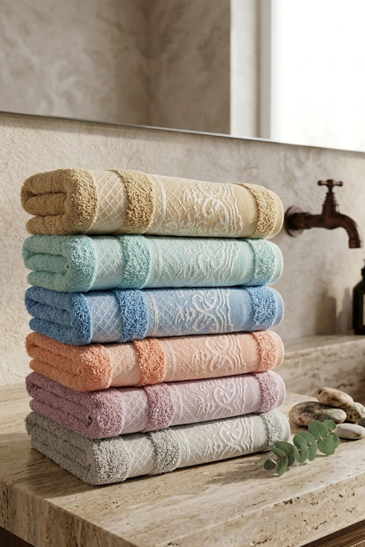 12 ADET Karışık Kadife El Havlusu - 45 x 85 Cm Spa Ve Otel Havlusu