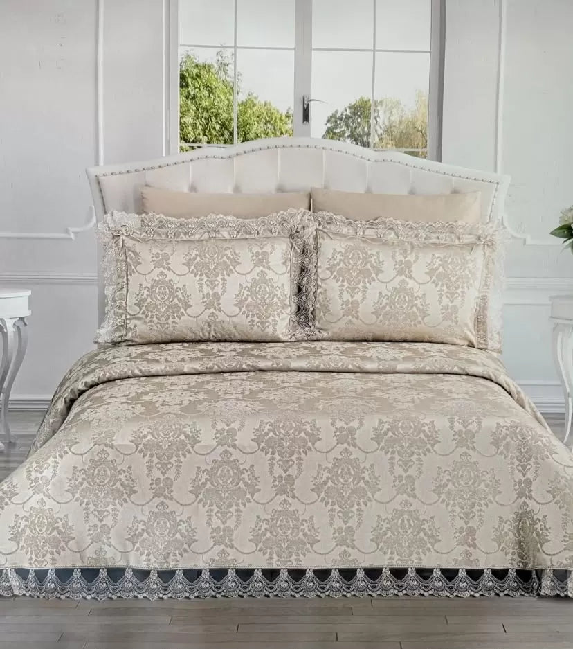 Şönil 3 Parça Yatak Örtüsü Seti Çift Kişilik 255x265 cm Lüx Yatak Örtüsü Çeyizlik Yatak Odası Takımı