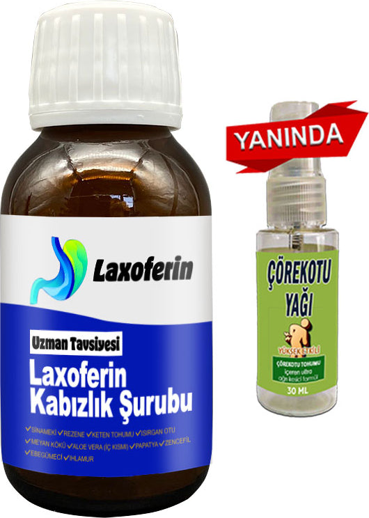 Laxofer Laxoferin Şurup - Yanında Çörek Otu Yağı / Bay Bayan Kullanımına Uygun 50 ml Şurup
