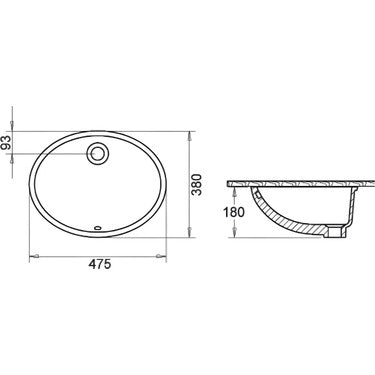 Oval Tezgah Altı Lavabo 37X47 cm ile Şıklık