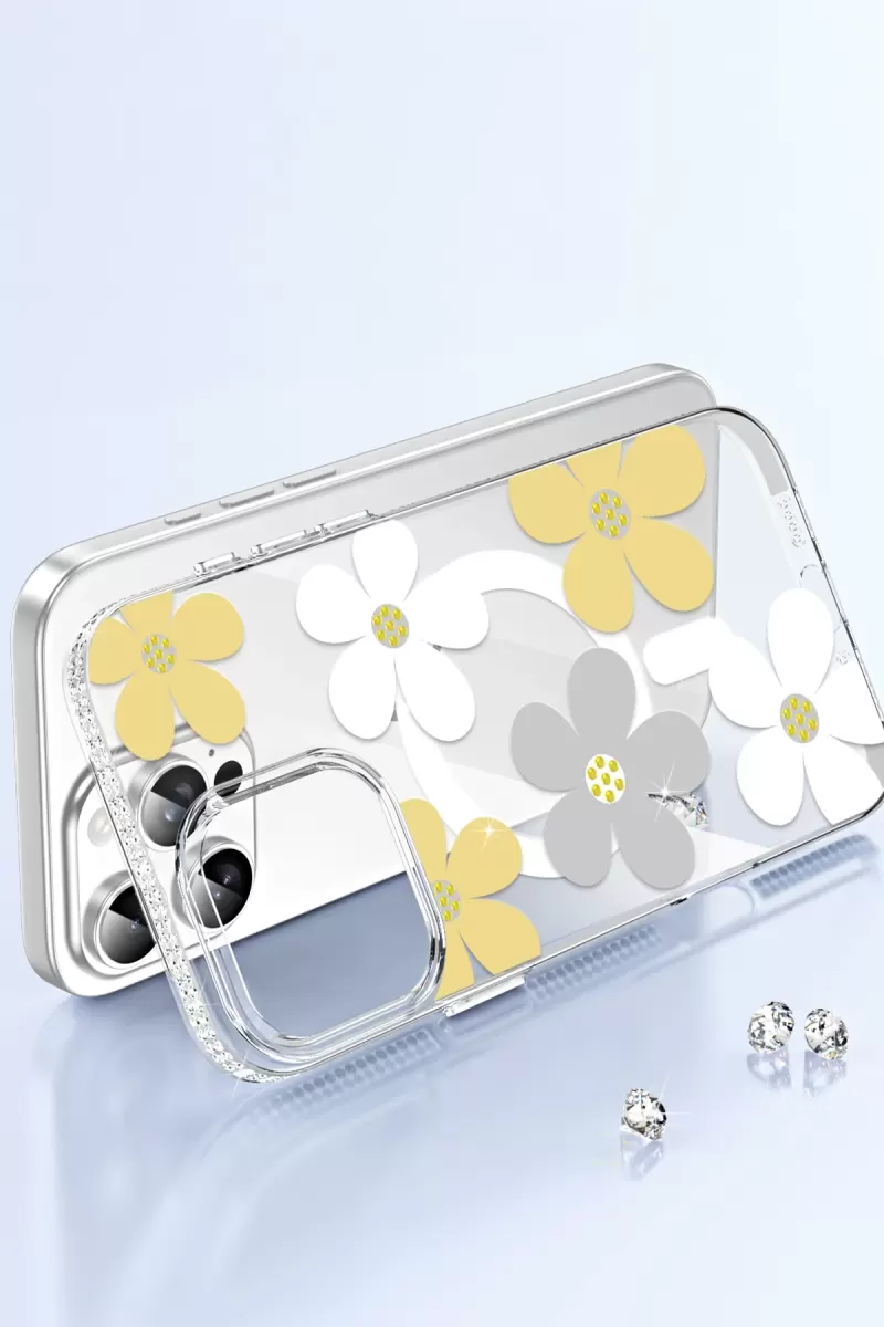 iPhone 14 Pro Max Floral Magsafe Kapak - Turuncu