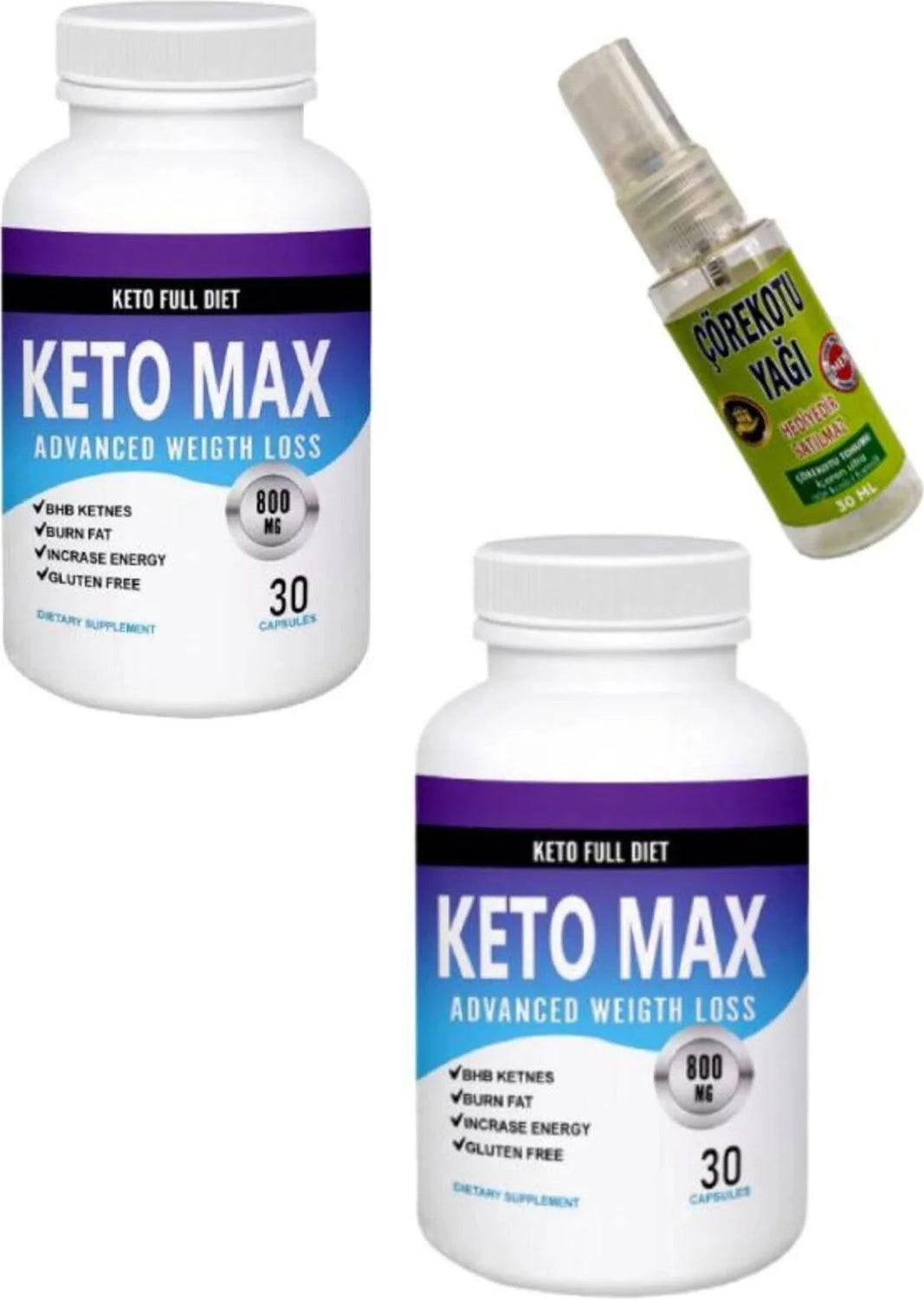 Keto Max Dstklyci Ürün 30lu x 2 Adet + Masaj Yağı 30 ml