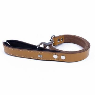 Konfor Klasik Deri Köpek Gezdirme Tasması Camel 2,5x120 Cm