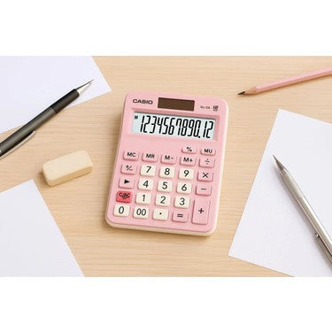 12 Haneli Masa Üstü Hesap Makinesi, Pembe Renk