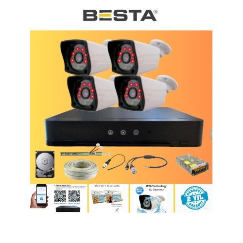 4 Kameralı Güvenlik Kamera Hazır Set 320 GB 7/24 HDD
