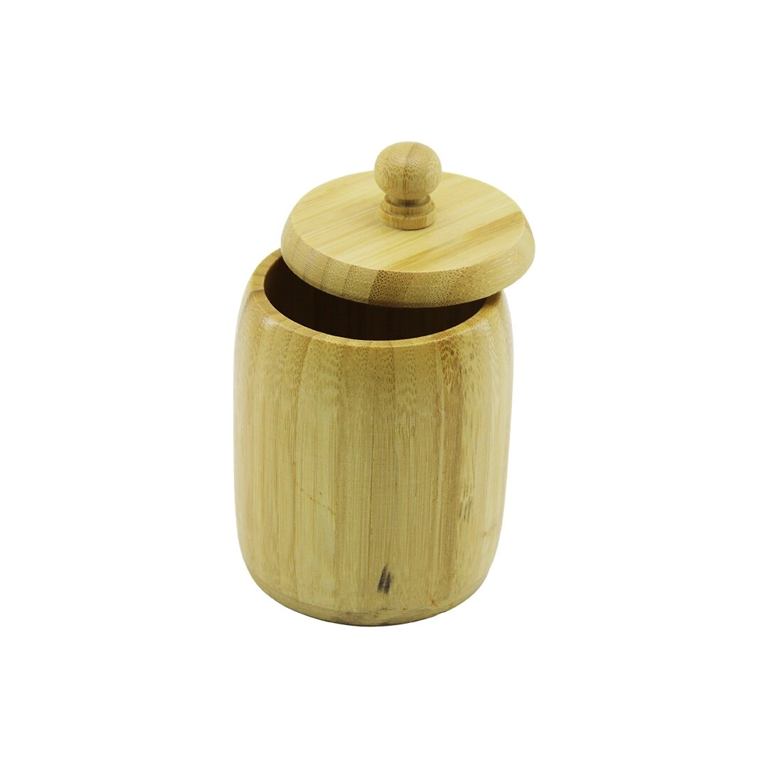 Ahşap Bambu Şekerlik Kapaklı Çap: 7.5cm Derinlik: 8.5cm No: 8
