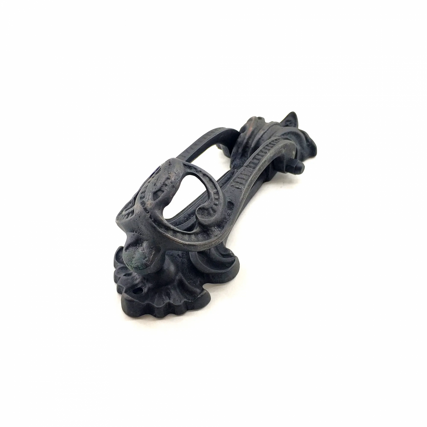 Antika Tarz Dekoratif Pirinç Doğa Kapı Tokmağı, Taktak - 205x73 Mm, Oksit
