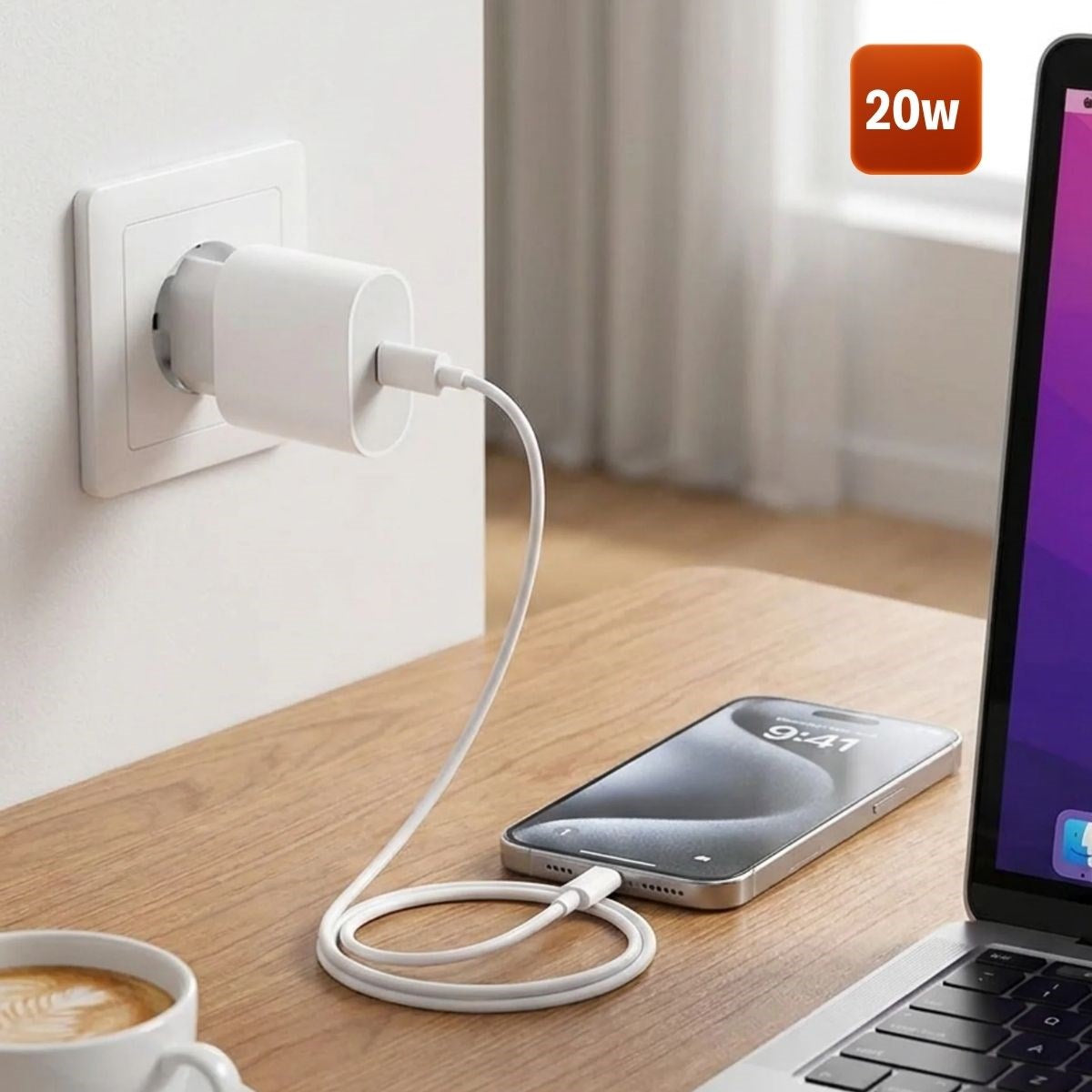 20W Hızlı Şarj Adaptörü USB-C to Lightning Kablolu – PD Destekli Süper Hızlı Şarj Cihazı (5643)
