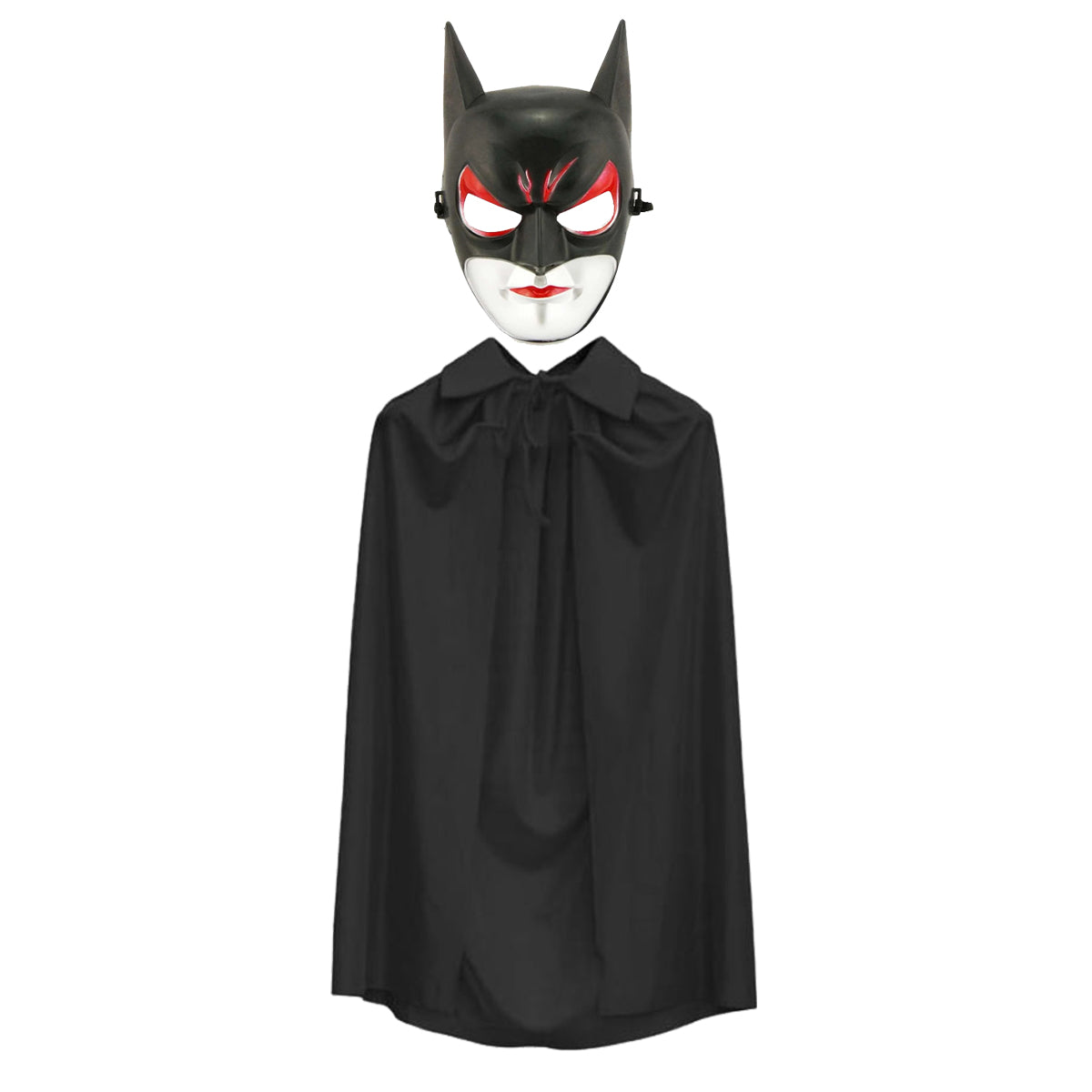 Batman Maskesi Cat Woman ve Batman Pelerini 90 cm Siyah Renk Set (5643)