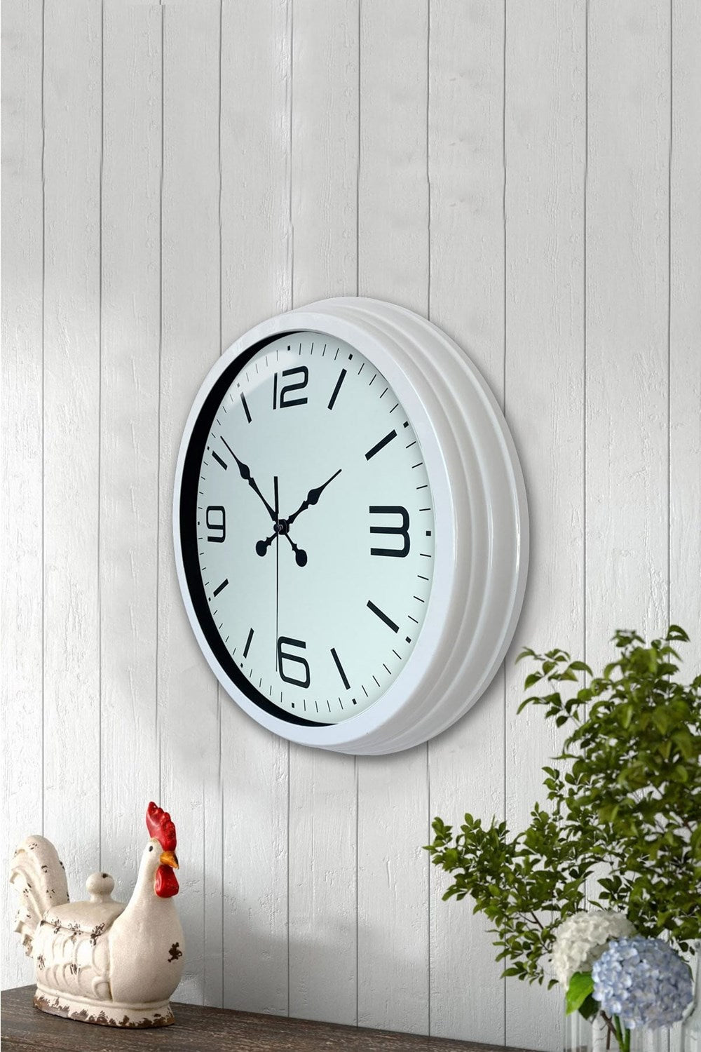 40 cm Beyaz Metal Modern Duvar Saati
