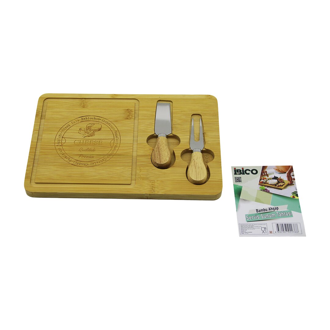 BIÇAK SAĞ AHŞAP BAMBU KAHVALTI PEYNİR SUNUM PANO 2PEYNİR BIÇAK=AHŞAP SAPLI19X29X1.5CM (5643)