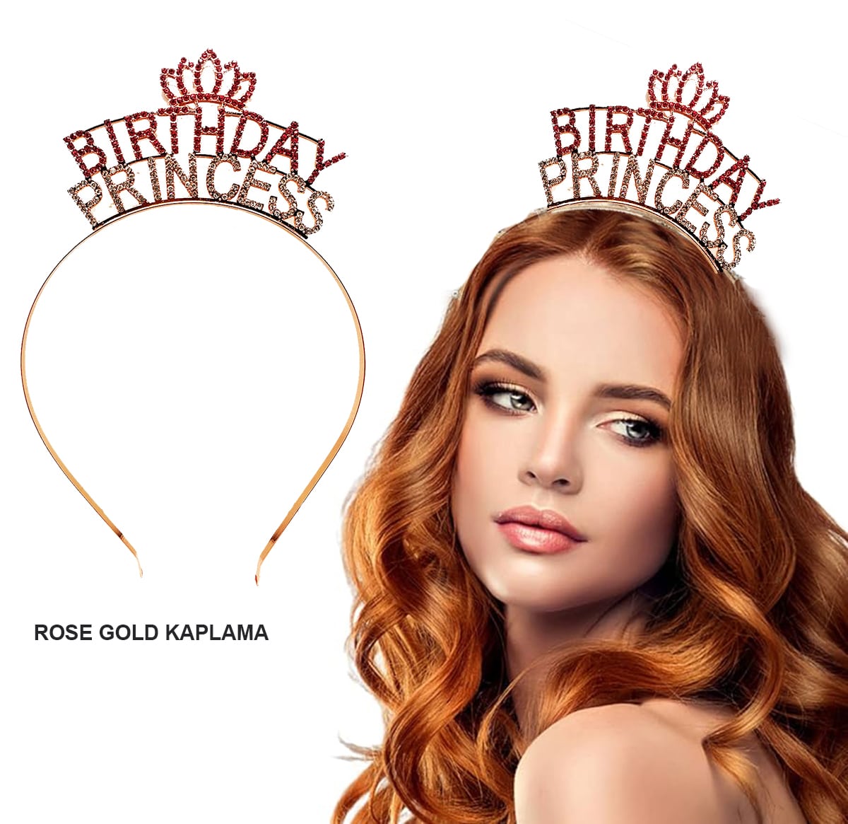 Birthday Princess Kristal Taç – Rose Gold Kaplama (5643)