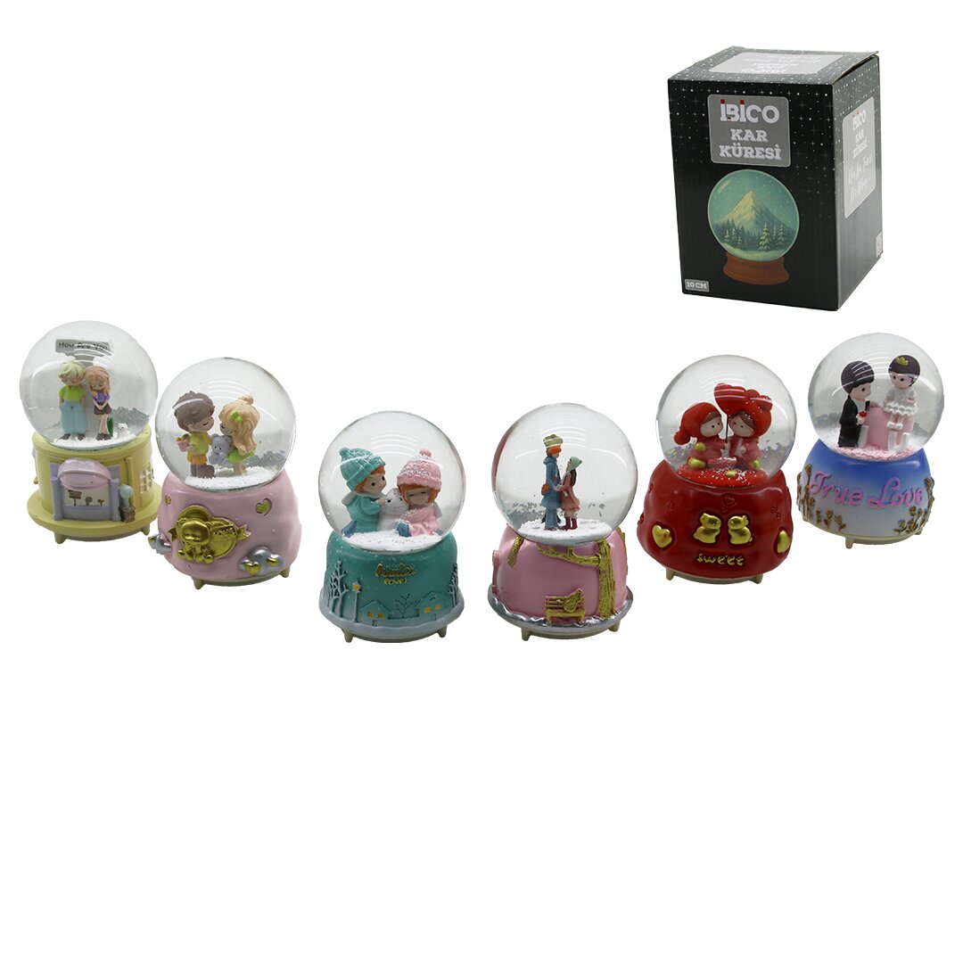 BÜYÜK BOY - 10CM PİLLİ - IŞIKLI MÜZİKLİ KAR KÜRESİ CAM İNSAN FİGÜRLÜ - DESEN MİX RENKLİ HERHANGİ BİR TANESİ GÖNDERİLİR (5643)