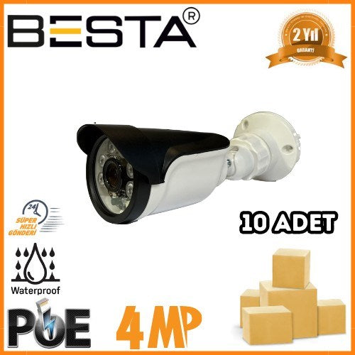 4 MP 6 ATOM LED IP POE Bullet Güvenlik Kamerası 10 Adet Koli