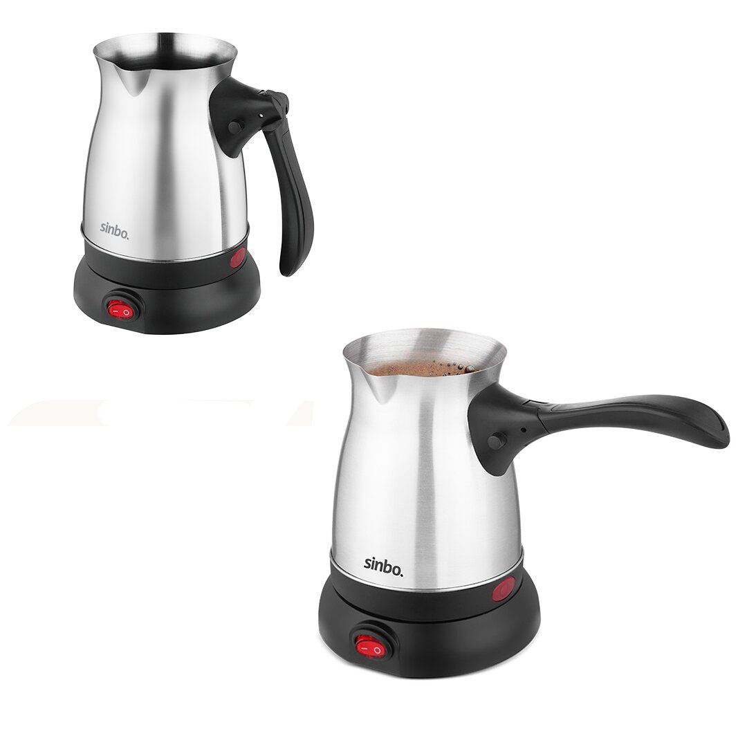 ÇELİK ELEKTRİKLİ CEZVE TÜRK KAHVE MAKİNESİ - 6FİNCAN=500ML 360 DERECE KABLOSUZ KULLANIM 600W SCM-2992 (5643)