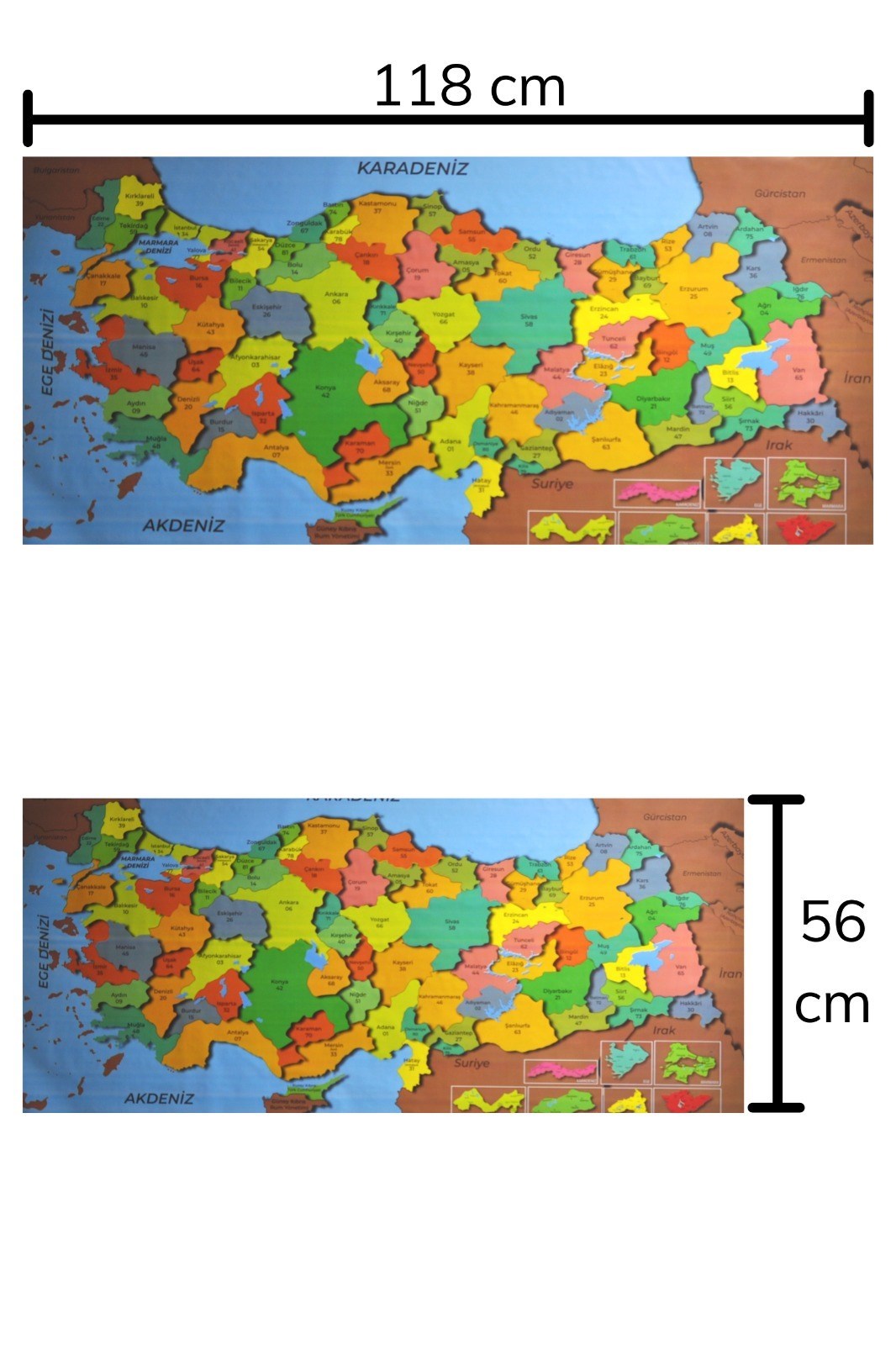 BUFFER® Renkli Türkiye Haritası Manyetik Yapıştırıcı Gerektirmeyen Duvar Stickerı 118 CM * 56 CM