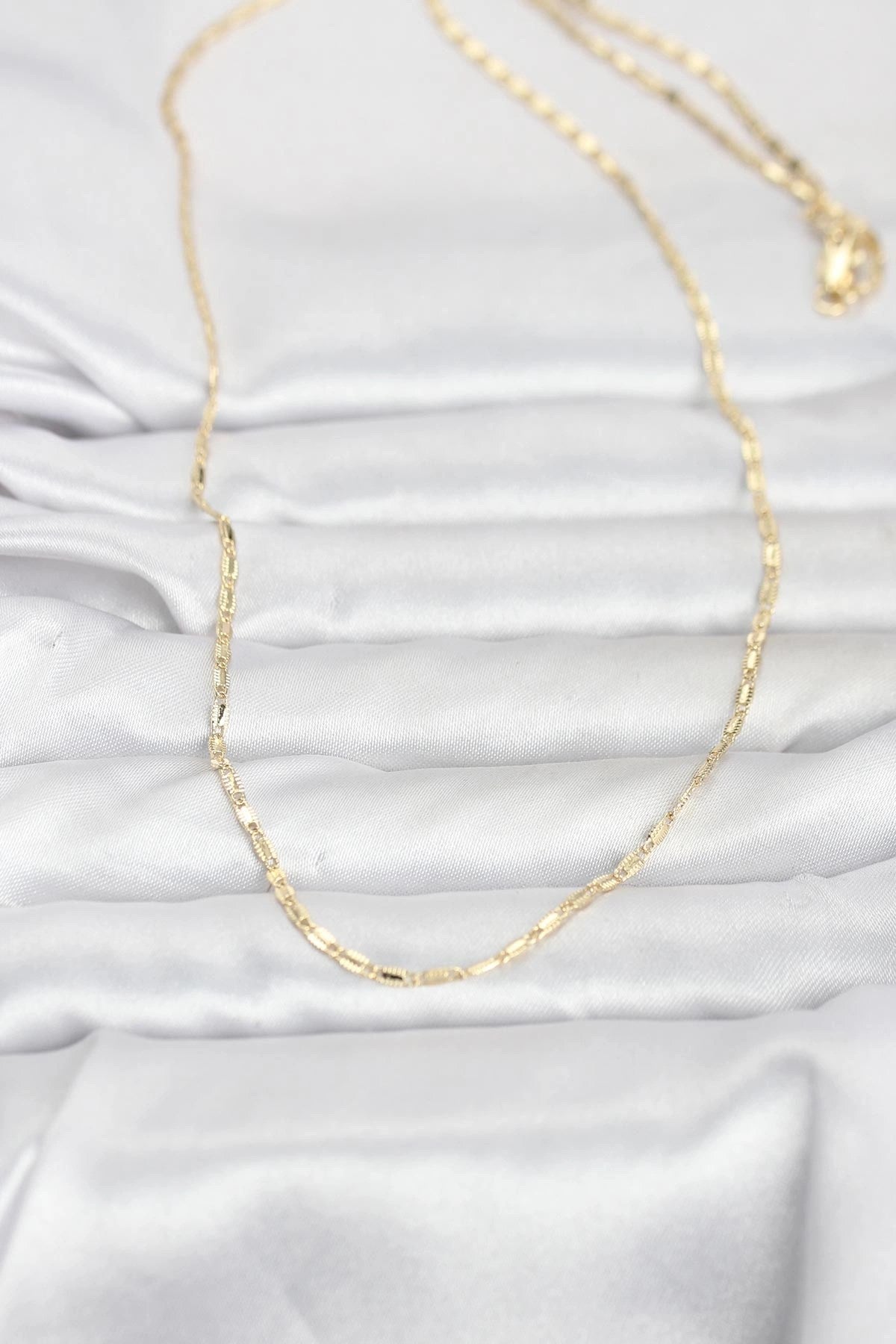 CM 14K Gold Renk Lazerli Zincir Model 60 cm Kadın Kolye