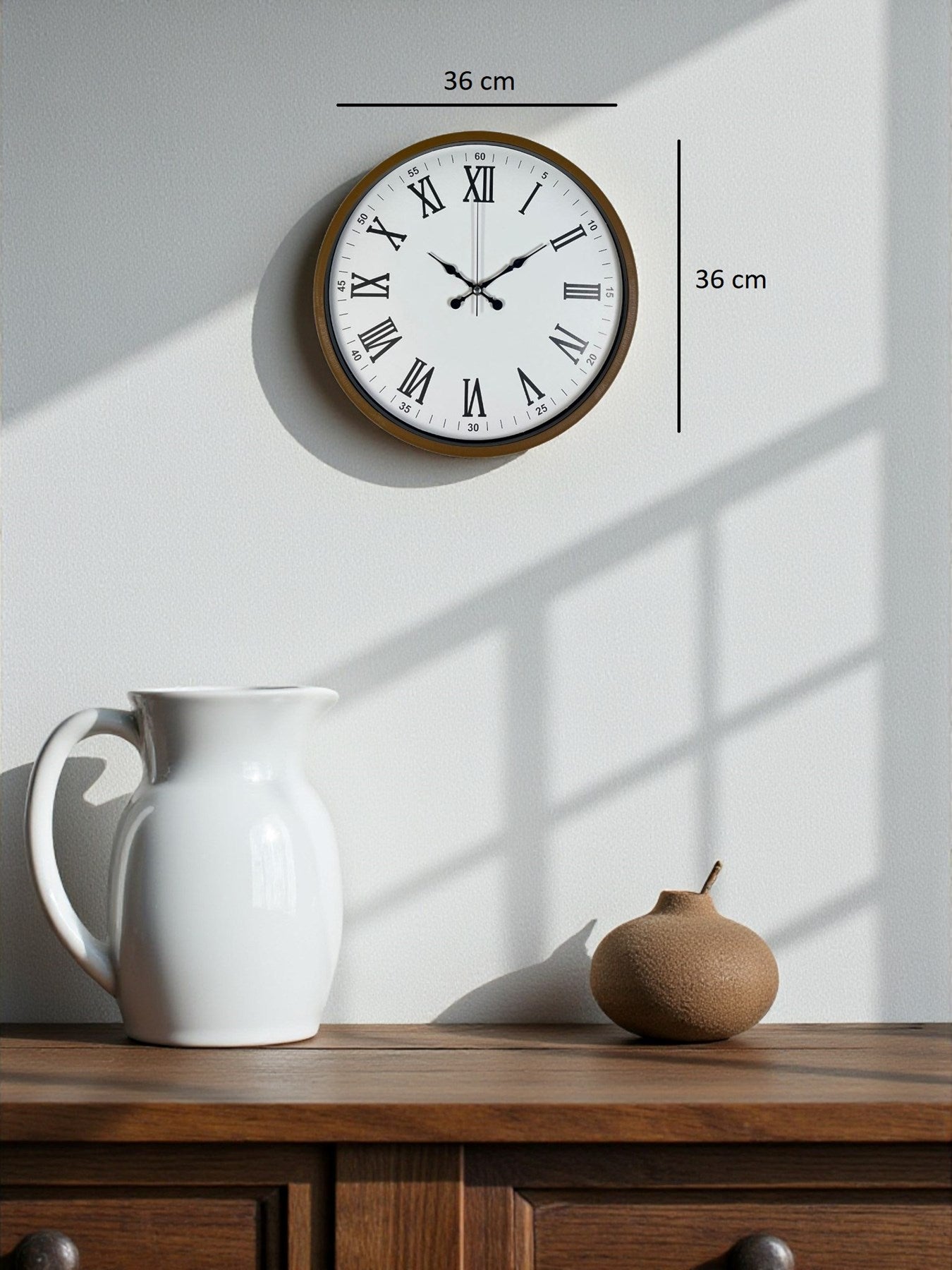 36 Cm Kahverengi Dekoratif Duvar Saati
