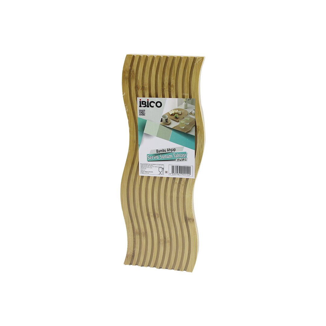 DALGALI ŞEKİLLİ - KANALLI ÇİFT TARAF=DÜZ - KANALLI AHŞAP BAMBU SERVİS SUNUM TAHTASI 17 X 39 X 1.5CM (5643)