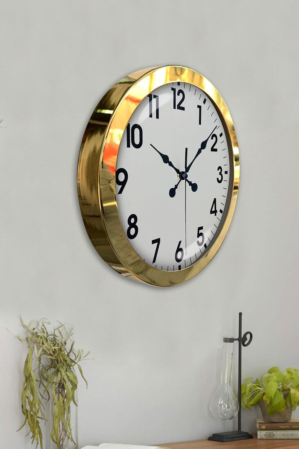 36 cm Gold Metal Standart Duvar Saati