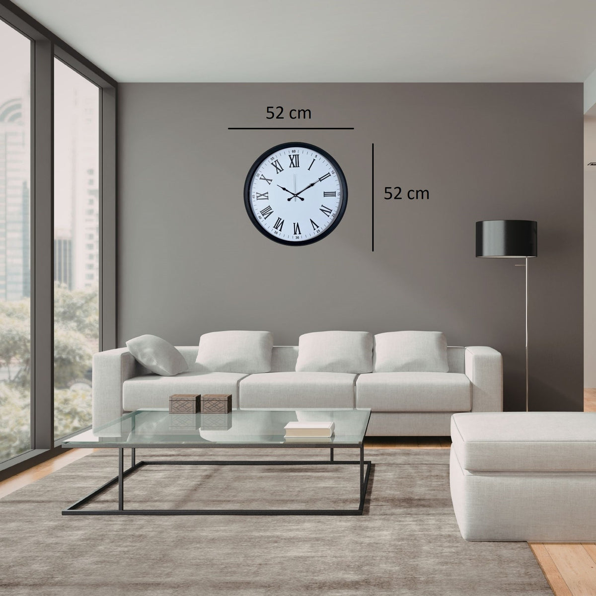 Siyah Dekoratif Roma Rakamlı 52 x 52 Cm Duvar Saati