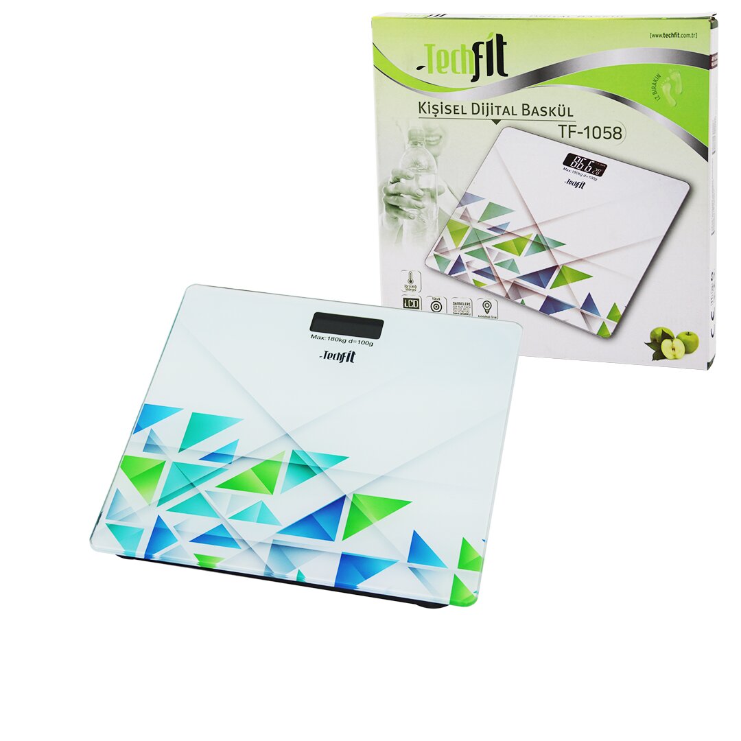DESENLİ CAM TEMPERLİ DİJİTAL BASKÜL TERAZİ 180KG/100GRLCD EKRAN - SENSÖR (5643)