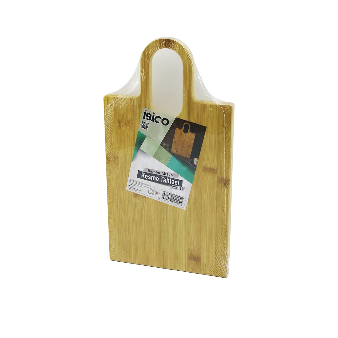 DİKDÖRTGEN=22X38CM AHŞAP BAMBU KESİM PANOSU - KESME TAHTASI OVAL KULPLU (5643)
