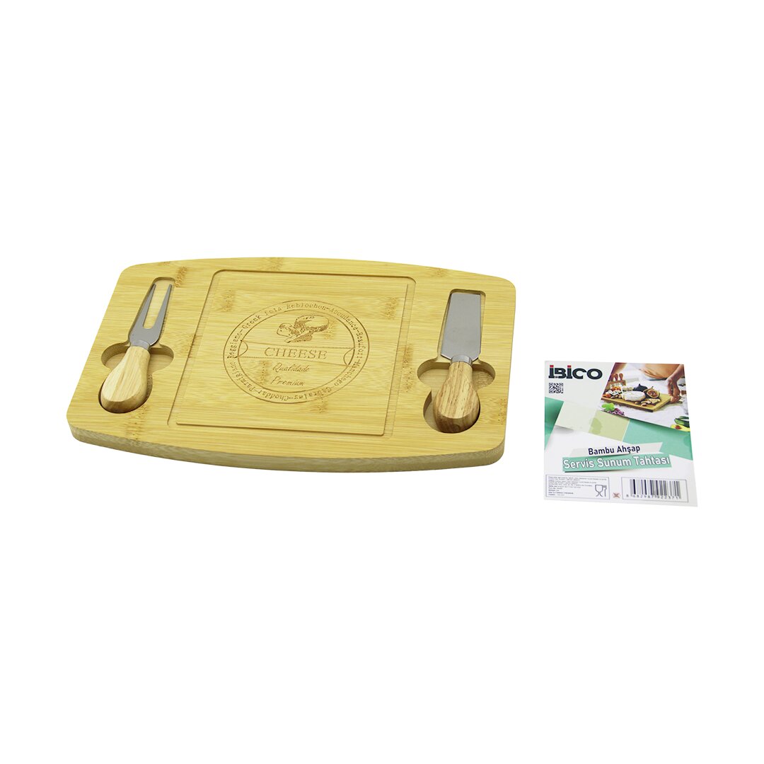 DİKDÖRTGEN - BOMBELİ KENAR2-BIÇAK=SAĞ-SOL AHŞAP BAMBUKAHVALTI PEYNİR SUNUM PANO BIÇAK=AHŞAP SAPLI19X28.7X1.4CM (5643)