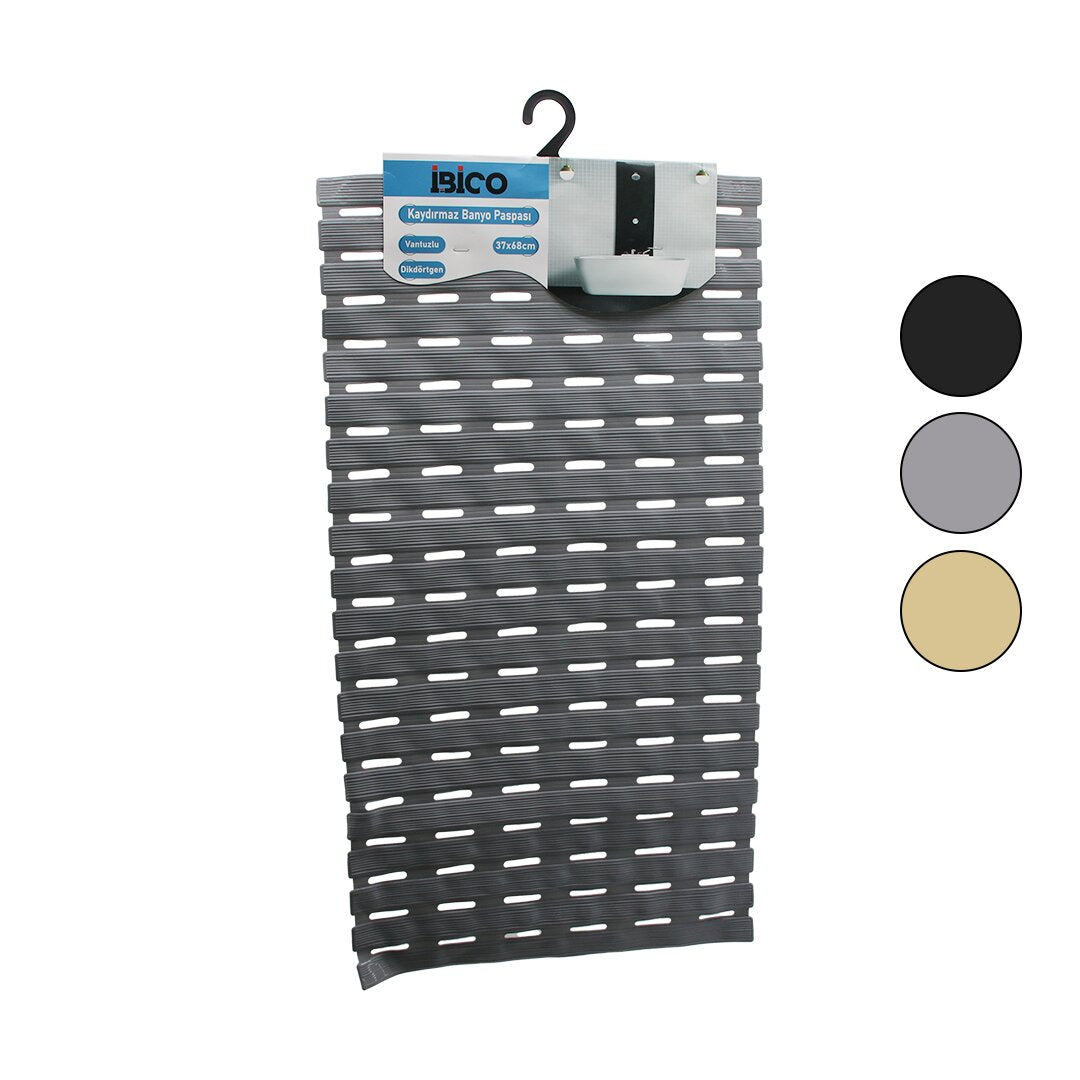 DİKDÖRTGEN-EKO PVC VANTUZ-RENKLİ KAYDIRMAZ BANYO - KÜVET PASPAS37X68CM (5643)