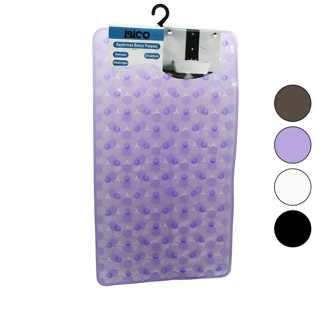 DİKDÖRTGEN - LÜX PVC PETEK DESEN - ŞEFFAF-BUZLU 98PCS VANTUZ KAYDIRMAZ BANYO - KÜVET PASPAS 37X68CM (5643)