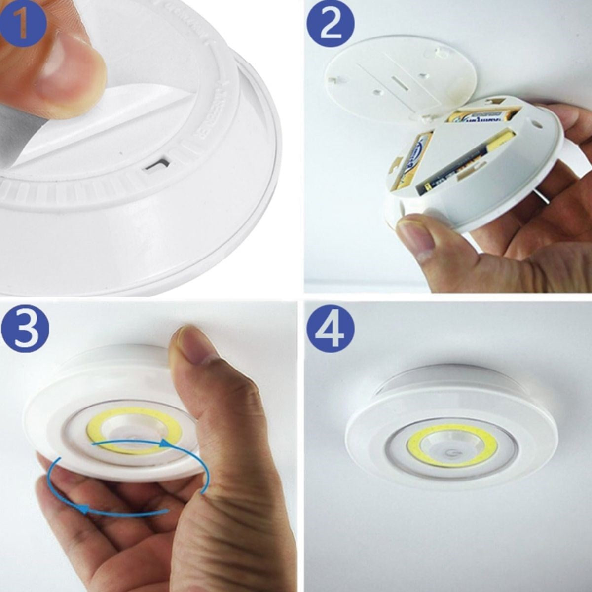 BUFFER® 3lü Uzaktan Kumandalı Pilli Yapışkanlı Kablosuz Led Spot Lambalar