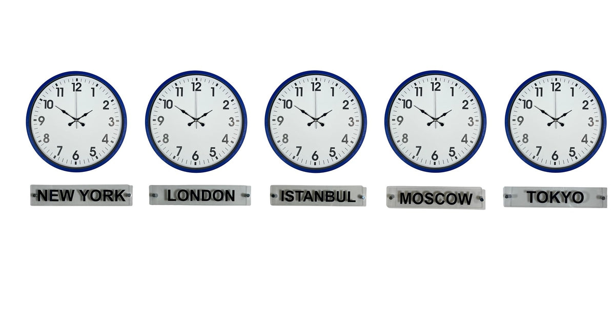Lacivert World Navy 36 Cm Tabelalı 5’li Saat Seti