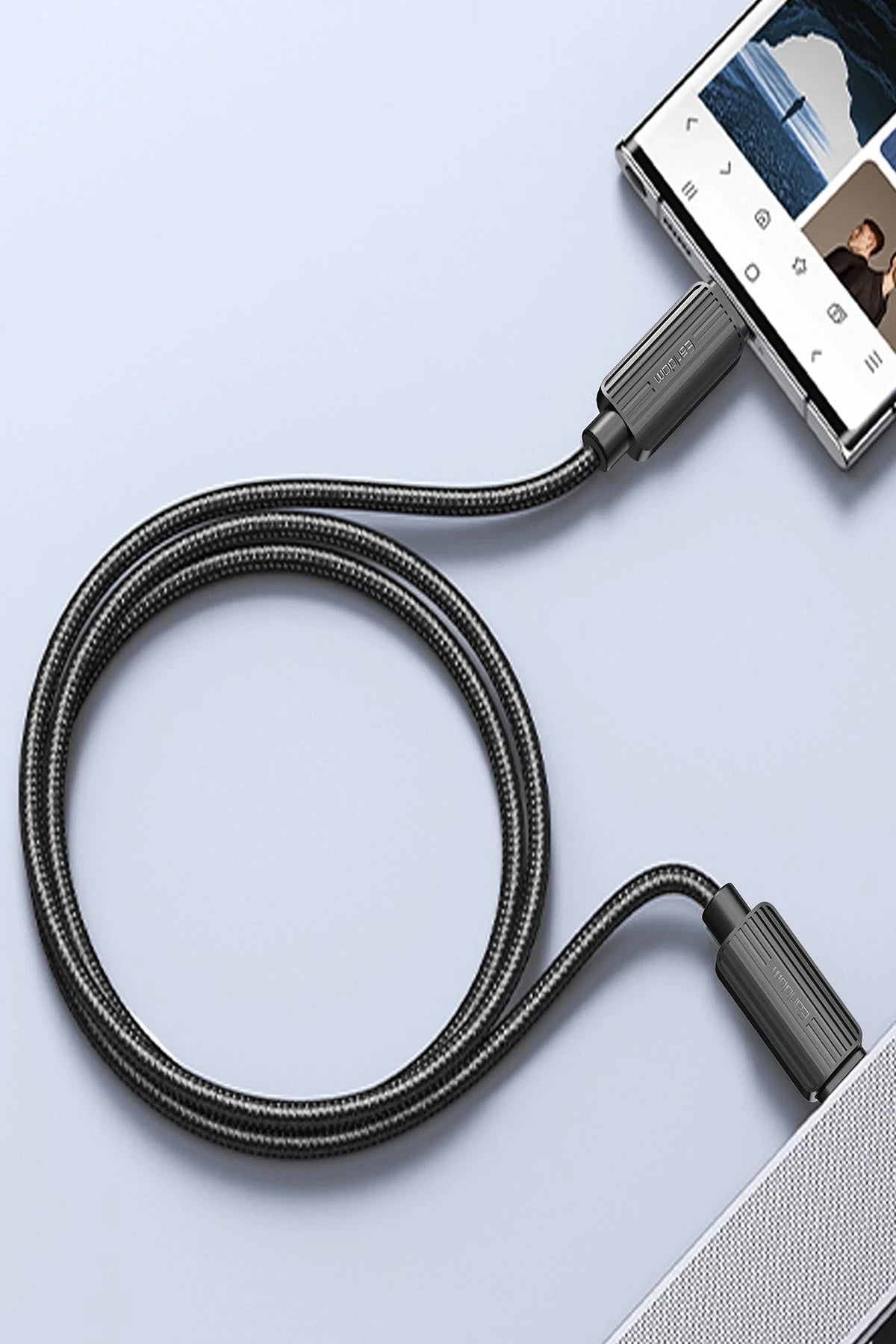 Earldom EC-188CC 1M 60W Hasırlı Type-C to Type-C PD Hızlı Şarj Kablosu - Siyah